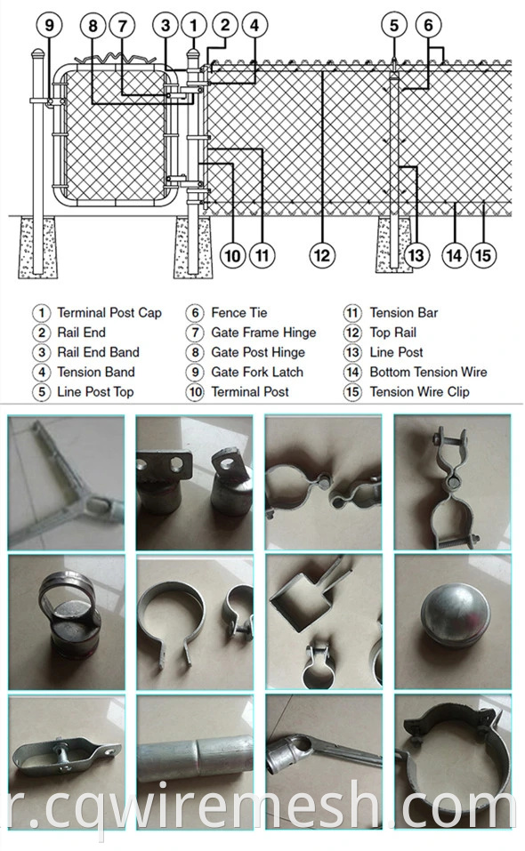 고품질 중고 핫 담긴 아연 도금 PVC 코팅 체인 링크 울타리